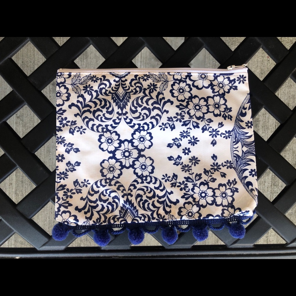 Blue and white zipper pouch